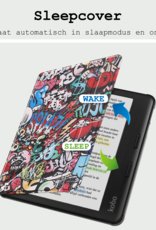 BASEY. Hoes Geschikt voor Kobo Libra Colour Hoesje Bookcase Cover Hoes Trifold Met Screenprotector - Hoesje Geschikt voor Kobo Libra Colour Hoes Cover Case - Graffity