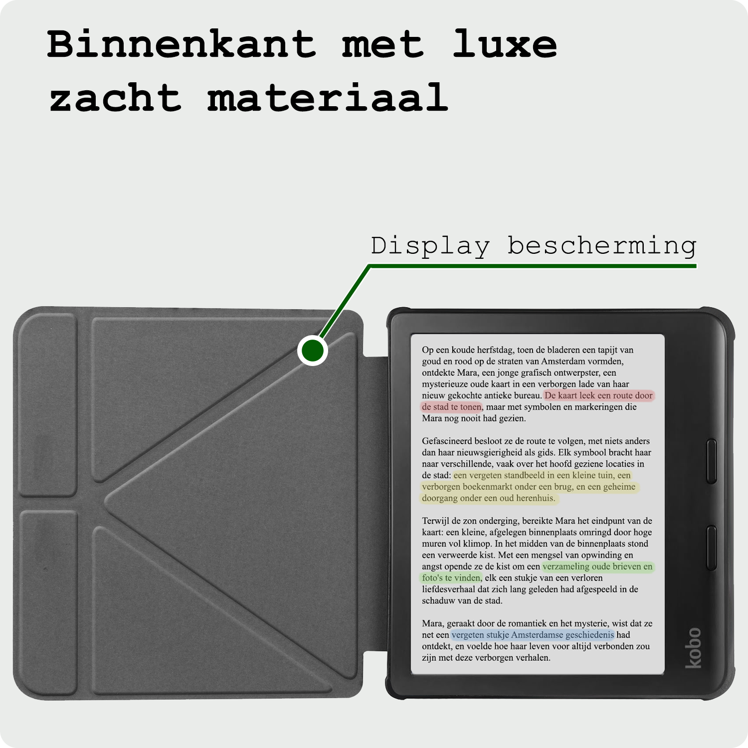 BASEY. Hoes Geschikt voor Kobo Libra Colour Hoesje Bookcase Cover Hoes Trifold Met Screenprotector - Hoesje Geschikt voor Kobo Libra Colour Hoes Cover Case - Graffity