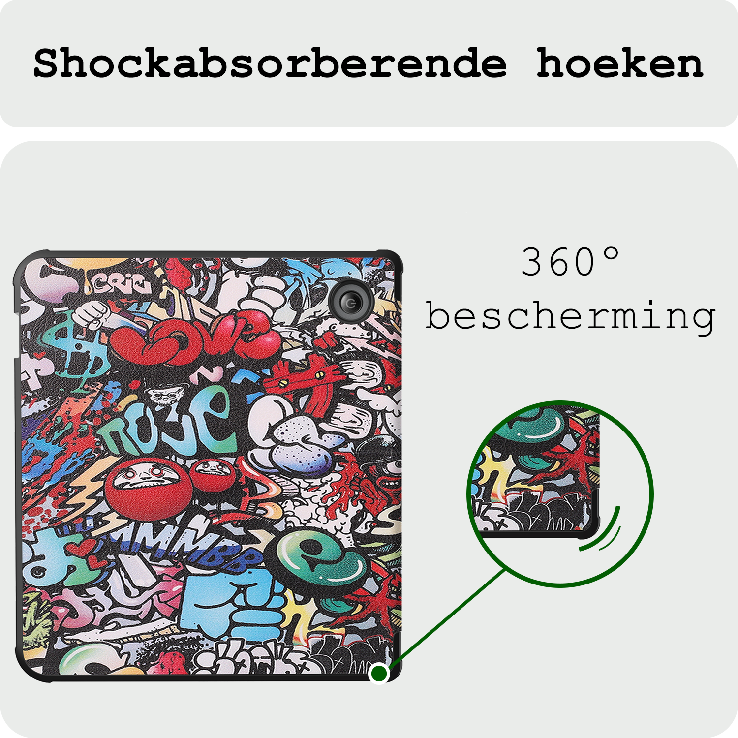 BASEY. Hoes Geschikt voor Kobo Libra Colour Hoesje Bookcase Cover Hoes Trifold Met Screenprotector - Hoesje Geschikt voor Kobo Libra Colour Hoes Cover Case - Graffity