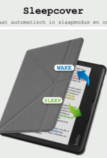 BASEY. Hoes Geschikt voor Kobo Libra Colour Hoesje Bookcase Cover Hoes Trifold Met Screenprotector - Hoesje Geschikt voor Kobo Libra Colour Hoes Cover Case - Grijs