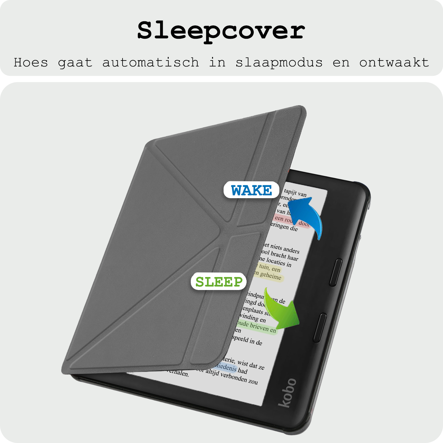 BASEY. Hoes Geschikt voor Kobo Libra Colour Hoesje Bookcase Cover Hoes Trifold Met Screenprotector - Hoesje Geschikt voor Kobo Libra Colour Hoes Cover Case - Grijs