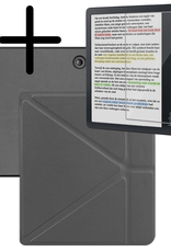 BASEY. Hoes Geschikt voor Kobo Libra Colour Hoesje Bookcase Cover Hoes Trifold Met Screenprotector - Hoesje Geschikt voor Kobo Libra Colour Hoes Cover Case - Grijs
