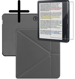 BASEY. BASEY. Kobo Libra Colour Hoesje Trifold Met Screenprotector - Grijs