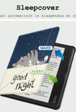 BASEY. Hoes Geschikt voor Kobo Libra Colour Hoesje Bookcase Cover Hoes Trifold Met Screenprotector - Hoesje Geschikt voor Kobo Libra Colour Hoes Cover Case - Kat