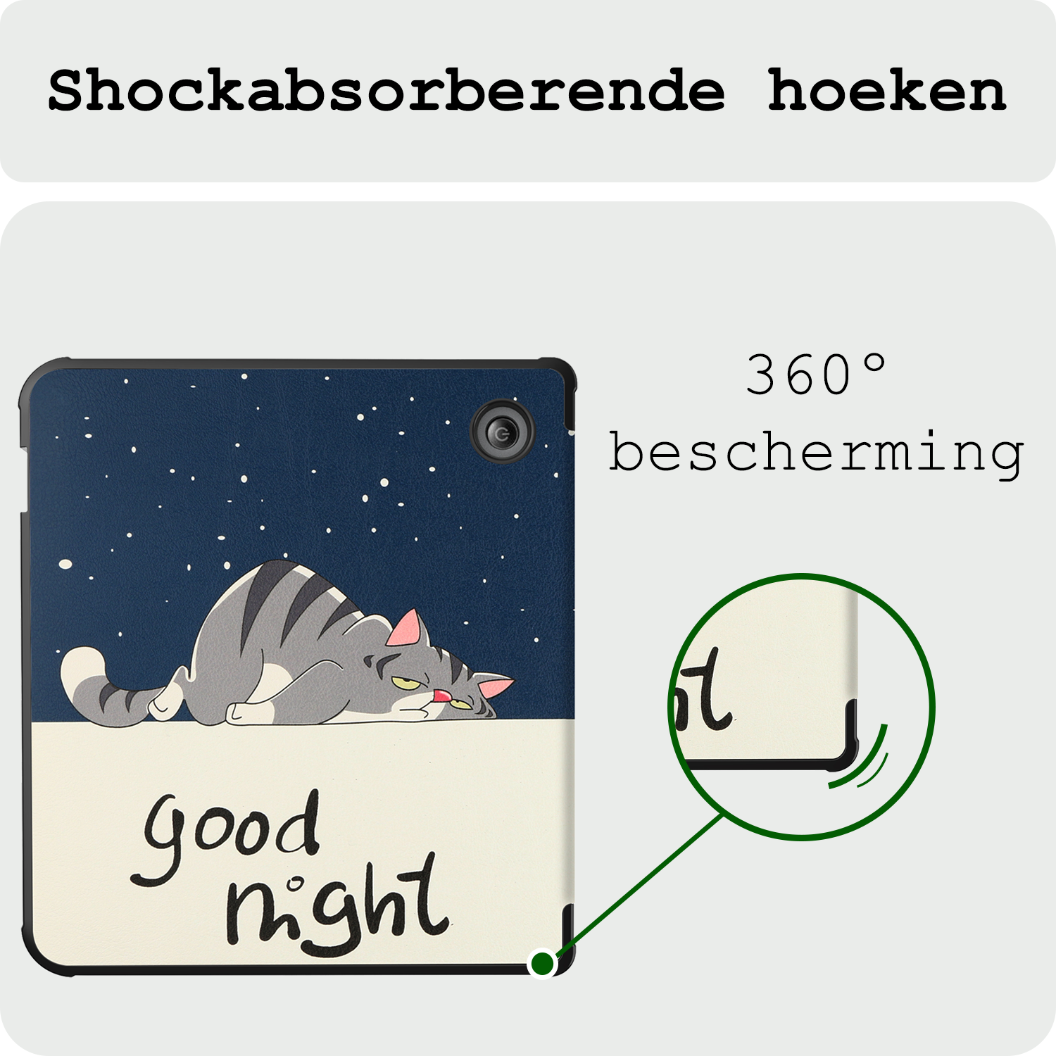 BASEY. Hoes Geschikt voor Kobo Libra Colour Hoesje Bookcase Cover Hoes Trifold Met Screenprotector - Hoesje Geschikt voor Kobo Libra Colour Hoes Cover Case - Kat