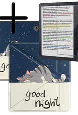 BASEY. Hoes Geschikt voor Kobo Libra Colour Hoesje Bookcase Cover Hoes Trifold Met Screenprotector - Hoesje Geschikt voor Kobo Libra Colour Hoes Cover Case - Kat