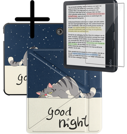 BASEY. BASEY. Kobo Libra Colour Hoesje Trifold Met Screenprotector - Kat