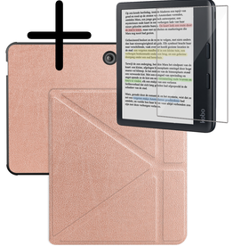BASEY. BASEY. Kobo Libra Colour Hoesje Trifold Met Screenprotector - Rose Goud