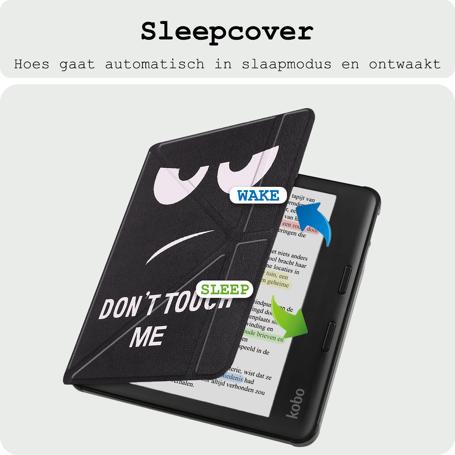 BASEY. Hoes Geschikt voor Kobo Libra Colour Hoesje Bookcase Cover Hoes Trifold Met Screenprotector - Hoesje Geschikt voor Kobo Libra Colour Hoes Cover Case - Don't Touch Me