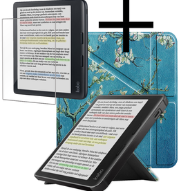 NoXx NoXx Kobo Libra Colour Hoesje Trifold Met Screenprotector - Bloesem