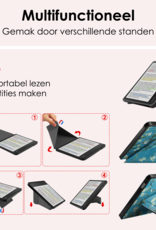 NoXx Hoes Geschikt voor Kobo Libra Colour Hoesje Bookcase Cover Book Case Hoes Cover Trifold Met Screenprotector - Bloesem