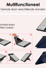 NoXx Hoes Geschikt voor Kobo Libra Colour Hoesje Bookcase Cover Book Case Hoes Cover Trifold Met Screenprotector - Donkerblauw