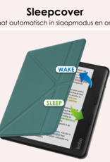 NoXx Hoes Geschikt voor Kobo Libra Colour Hoesje Bookcase Cover Book Case Hoes Cover Trifold Met Screenprotector - Donkergroen