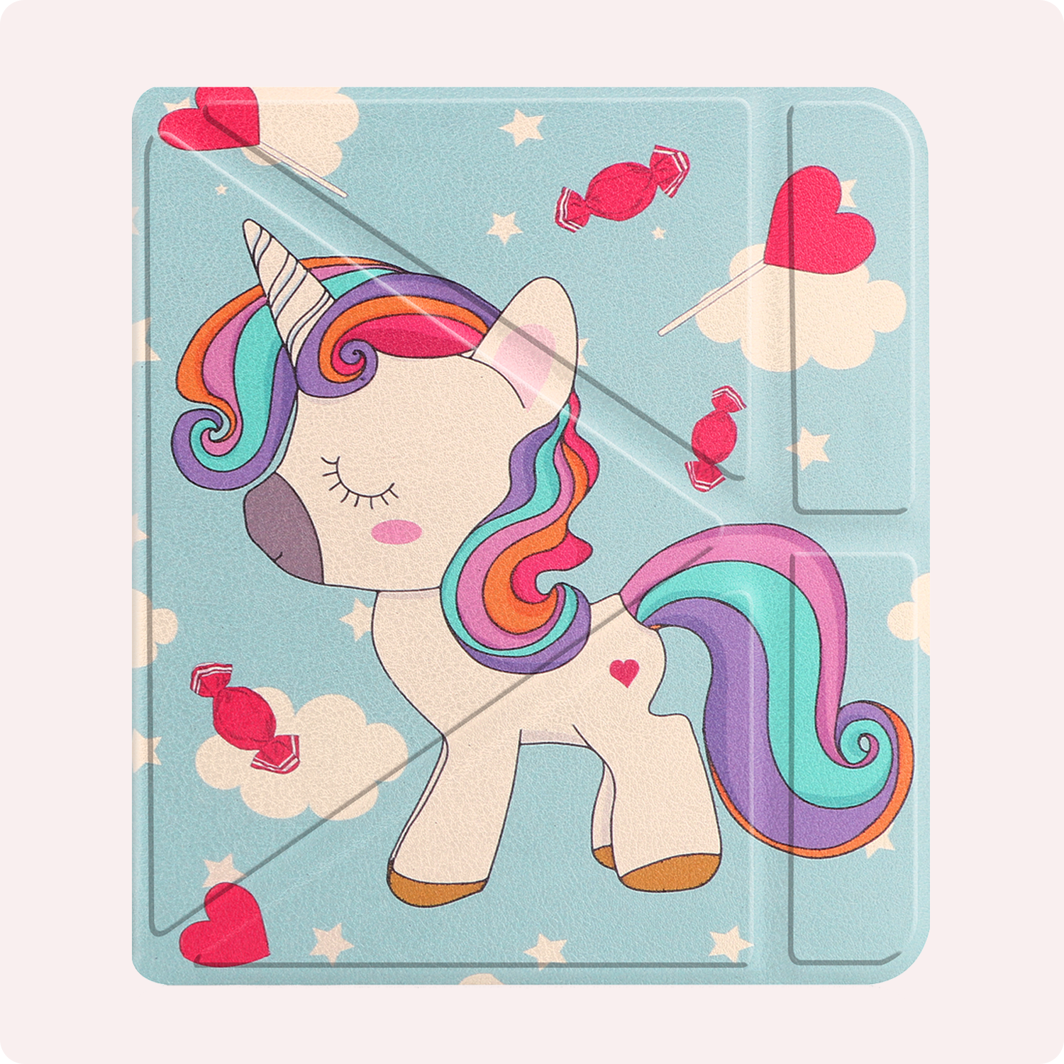 NoXx Hoes Geschikt voor Kobo Libra Colour Hoesje Bookcase Cover Book Case Hoes Cover Trifold Met Screenprotector - Eenhoorn