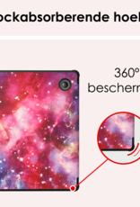 NoXx Hoes Geschikt voor Kobo Libra Colour Hoesje Bookcase Cover Book Case Hoes Cover Trifold Met Screenprotector - Galaxy