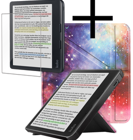 NoXx NoXx Kobo Libra Colour Hoesje Trifold Met Screenprotector - Galaxy