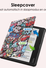 NoXx Hoes Geschikt voor Kobo Libra Colour Hoesje Bookcase Cover Book Case Hoes Cover Trifold Met Screenprotector - Graffity