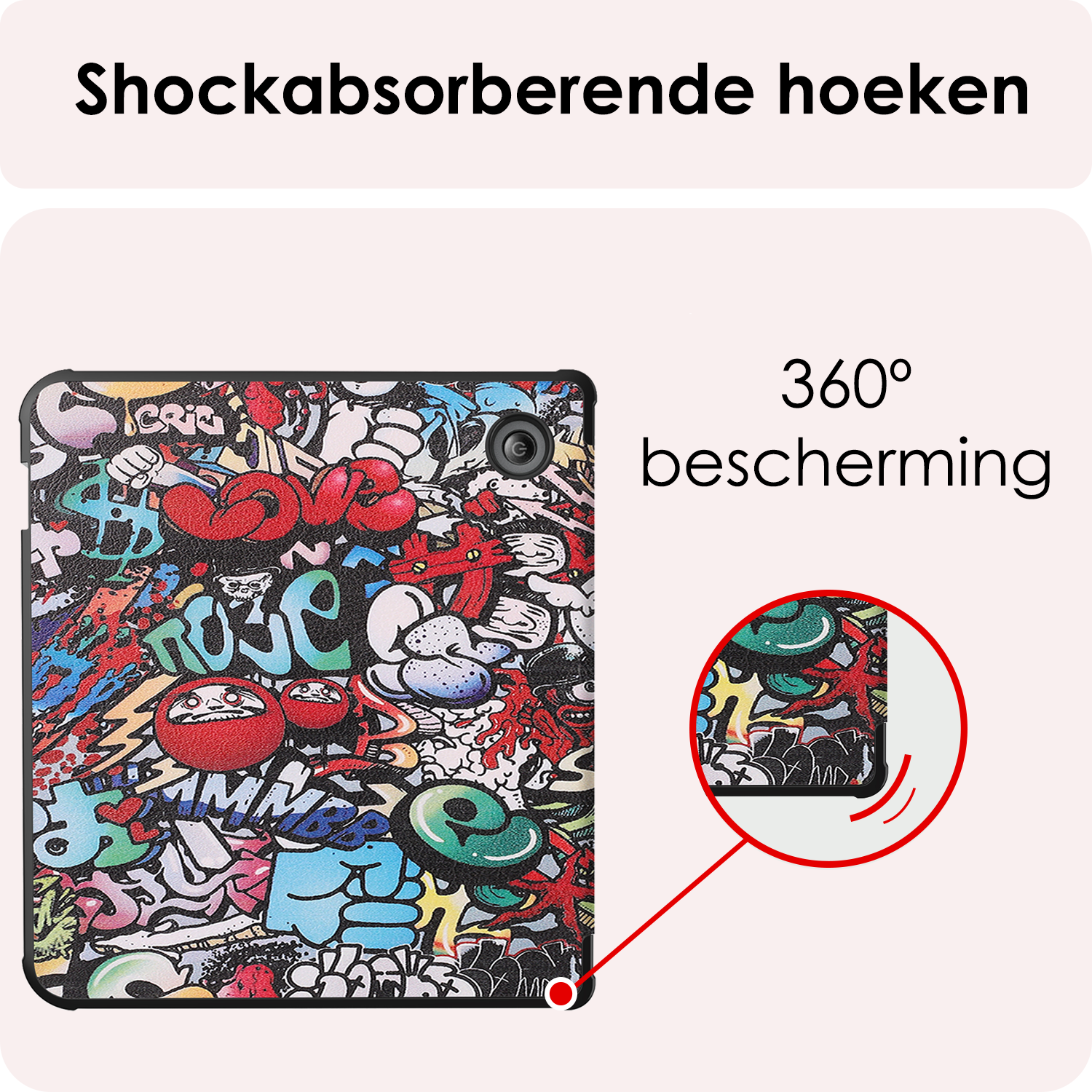 NoXx Hoes Geschikt voor Kobo Libra Colour Hoesje Bookcase Cover Book Case Hoes Cover Trifold Met Screenprotector - Graffity