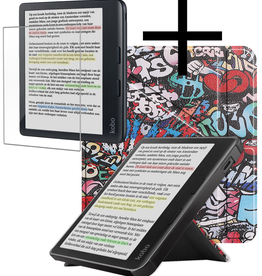 NoXx NoXx Kobo Libra Colour Hoesje Trifold Met Screenprotector - Graffity