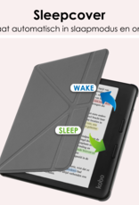 NoXx Hoes Geschikt voor Kobo Libra Colour Hoesje Bookcase Cover Book Case Hoes Cover Trifold Met Screenprotector - Grijs