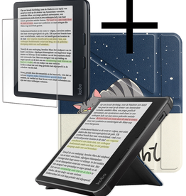 NoXx NoXx Kobo Libra Colour Hoesje Trifold Met Screenprotector - Kat