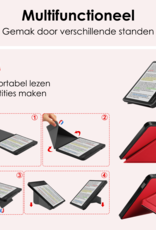 NoXx Hoes Geschikt voor Kobo Libra Colour Hoesje Bookcase Cover Book Case Hoes Cover Trifold Met Screenprotector - Rood