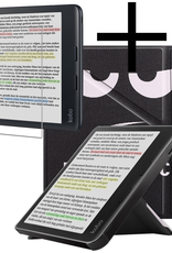 NoXx Hoes Geschikt voor Kobo Libra Colour Hoesje Bookcase Cover Book Case Hoes Cover Trifold Met Screenprotector - Don't Touch Me