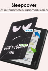 NoXx Hoes Geschikt voor Kobo Libra Colour Hoesje Bookcase Cover Book Case Hoes Cover Trifold Met Screenprotector - Don't Touch Me