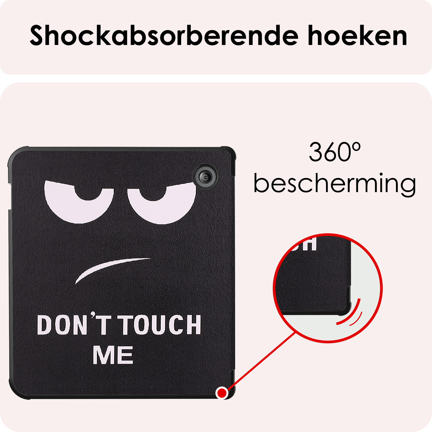 NoXx Hoes Geschikt voor Kobo Libra Colour Hoesje Bookcase Cover Book Case Hoes Cover Trifold Met Screenprotector - Don't Touch Me