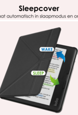 NoXx Hoes Geschikt voor Kobo Libra Colour Hoesje Bookcase Cover Book Case Hoes Cover Trifold Met Screenprotector - Zwart