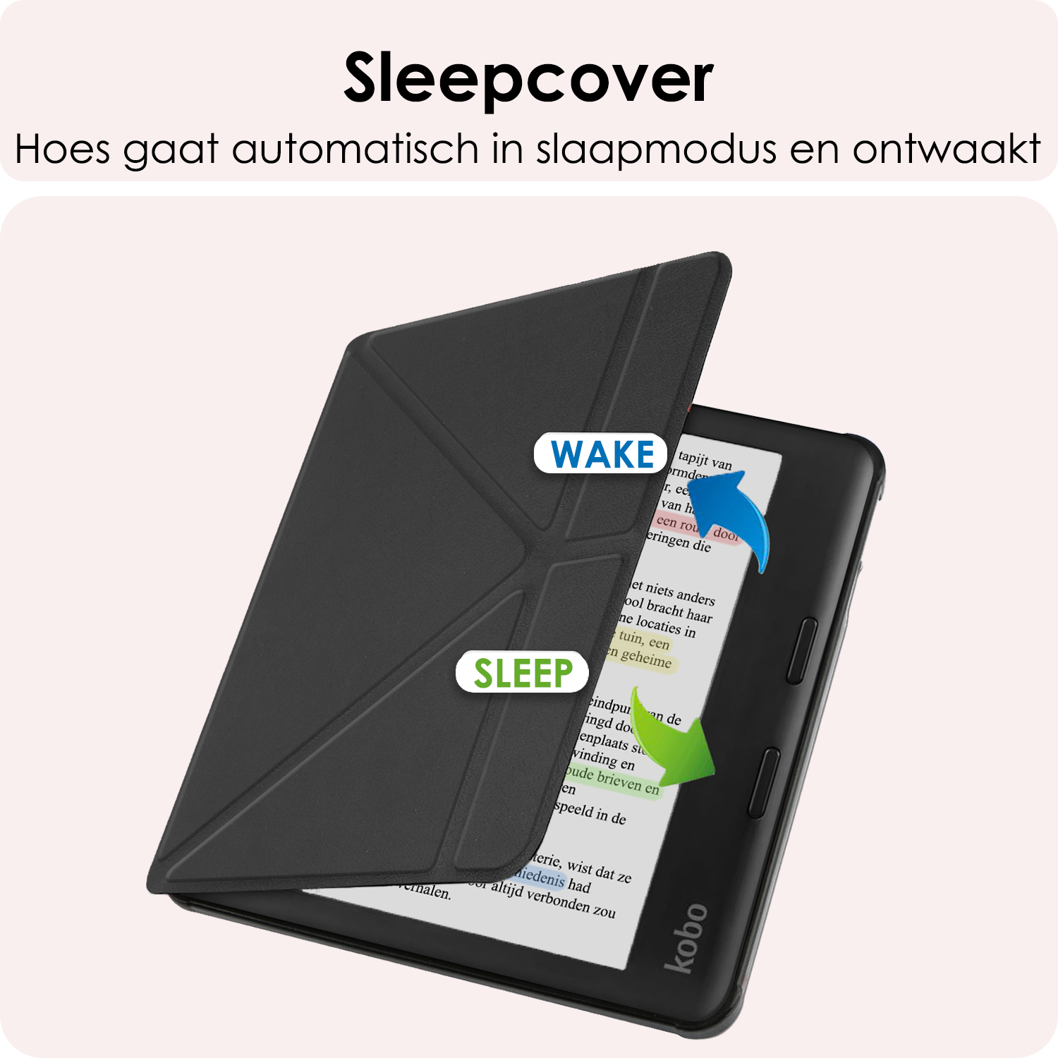 NoXx Hoes Geschikt voor Kobo Libra Colour Hoesje Bookcase Cover Book Case Hoes Cover Trifold Met Screenprotector - Zwart