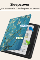 Nomfy Hoesje Geschikt voor Kobo Libra Colour Hoes Book Case Trifold - Hoes Geschikt voor Kobo Libra Colour Hoesje Book Cover Met Screenprotector - Bloesem