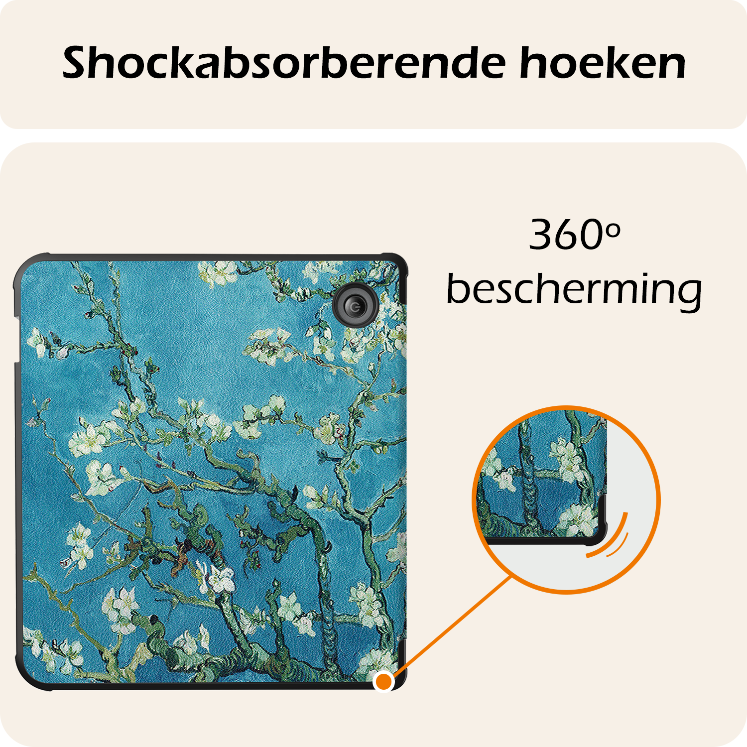 Nomfy Hoesje Geschikt voor Kobo Libra Colour Hoes Book Case Trifold - Hoes Geschikt voor Kobo Libra Colour Hoesje Book Cover Met Screenprotector - Bloesem