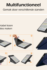 Nomfy Hoesje Geschikt voor Kobo Libra Colour Hoes Book Case Trifold - Hoes Geschikt voor Kobo Libra Colour Hoesje Book Cover Met Screenprotector - Donkerblauw