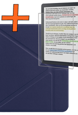 Nomfy Hoesje Geschikt voor Kobo Libra Colour Hoes Book Case Trifold - Hoes Geschikt voor Kobo Libra Colour Hoesje Book Cover Met Screenprotector - Donkerblauw