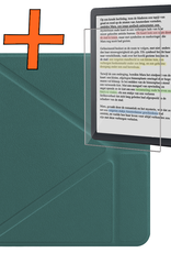 Nomfy Hoesje Geschikt voor Kobo Libra Colour Hoes Book Case Trifold - Hoes Geschikt voor Kobo Libra Colour Hoesje Book Cover Met Screenprotector - Donkergroen