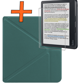 Nomfy Nomfy Kobo Libra Colour Hoesje Trifold Met Screenprotector - Donkergroen