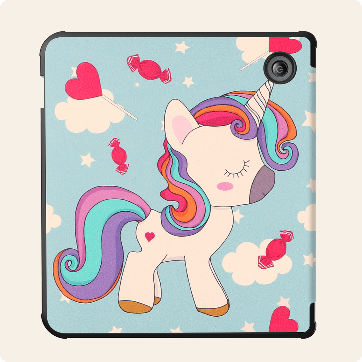 Nomfy Hoesje Geschikt voor Kobo Libra Colour Hoes Book Case Trifold - Hoes Geschikt voor Kobo Libra Colour Hoesje Book Cover Met Screenprotector - Eenhoorn