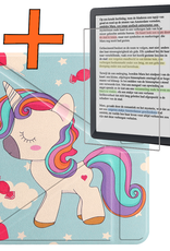 Nomfy Hoesje Geschikt voor Kobo Libra Colour Hoes Book Case Trifold - Hoes Geschikt voor Kobo Libra Colour Hoesje Book Cover Met Screenprotector - Eenhoorn