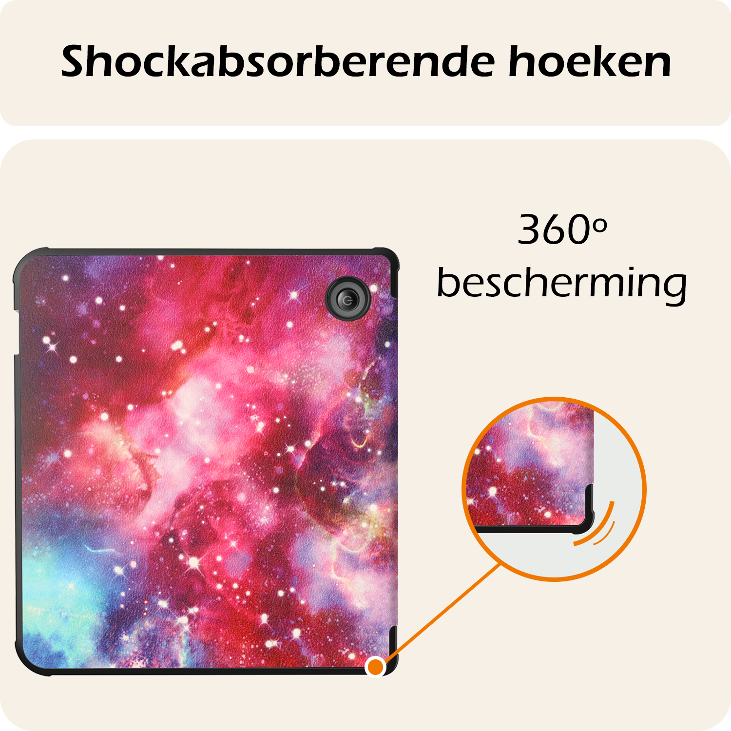Nomfy Hoesje Geschikt voor Kobo Libra Colour Hoes Book Case Trifold - Hoes Geschikt voor Kobo Libra Colour Hoesje Book Cover Met Screenprotector - Galaxy