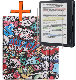 Nomfy Nomfy Kobo Libra Colour Hoesje Trifold Met Screenprotector - Graffity