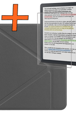 Nomfy Hoesje Geschikt voor Kobo Libra Colour Hoes Book Case Trifold - Hoes Geschikt voor Kobo Libra Colour Hoesje Book Cover Met Screenprotector - Grijs