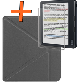 Nomfy Nomfy Kobo Libra Colour Hoesje Trifold Met Screenprotector - Grijs