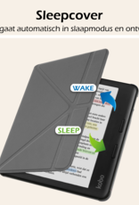 Nomfy Hoesje Geschikt voor Kobo Libra Colour Hoes Book Case Trifold - Hoes Geschikt voor Kobo Libra Colour Hoesje Book Cover Met Screenprotector - Grijs