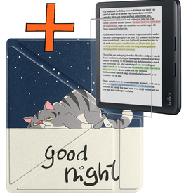 Nomfy Nomfy Kobo Libra Colour Hoesje Trifold Met Screenprotector - Kat
