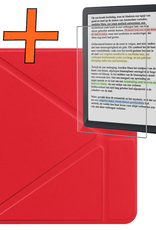 Nomfy Hoesje Geschikt voor Kobo Libra Colour Hoes Book Case Trifold - Hoes Geschikt voor Kobo Libra Colour Hoesje Book Cover Met Screenprotector - Rood