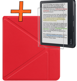 Nomfy Nomfy Kobo Libra Colour Hoesje Trifold Met Screenprotector - Rood
