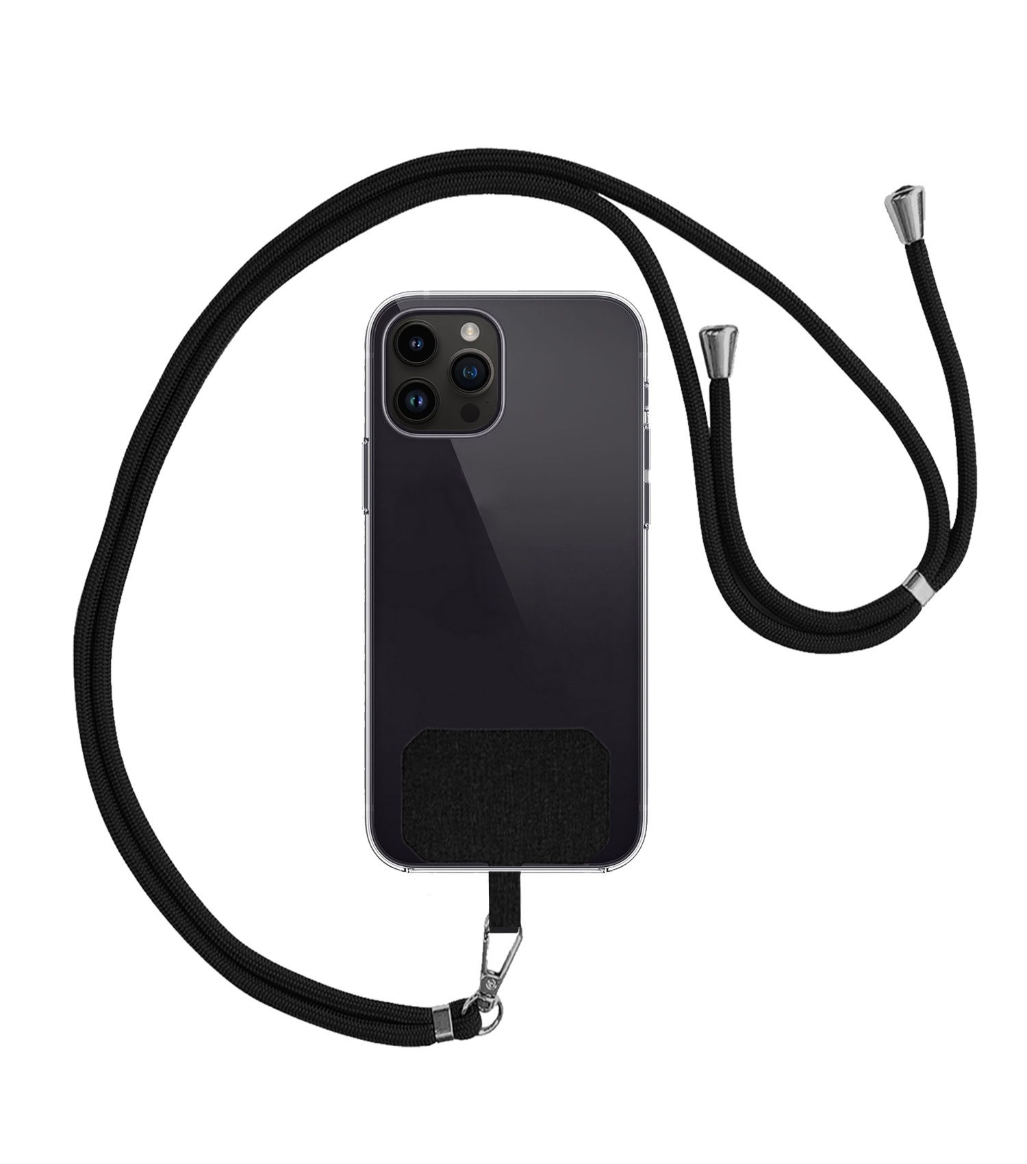 Nomfy Universeel Telefoonkoord Telefoonkoorden Verstelbaar - Universeel Telefoon Koord Polyester Telefoonkoord - Zwart