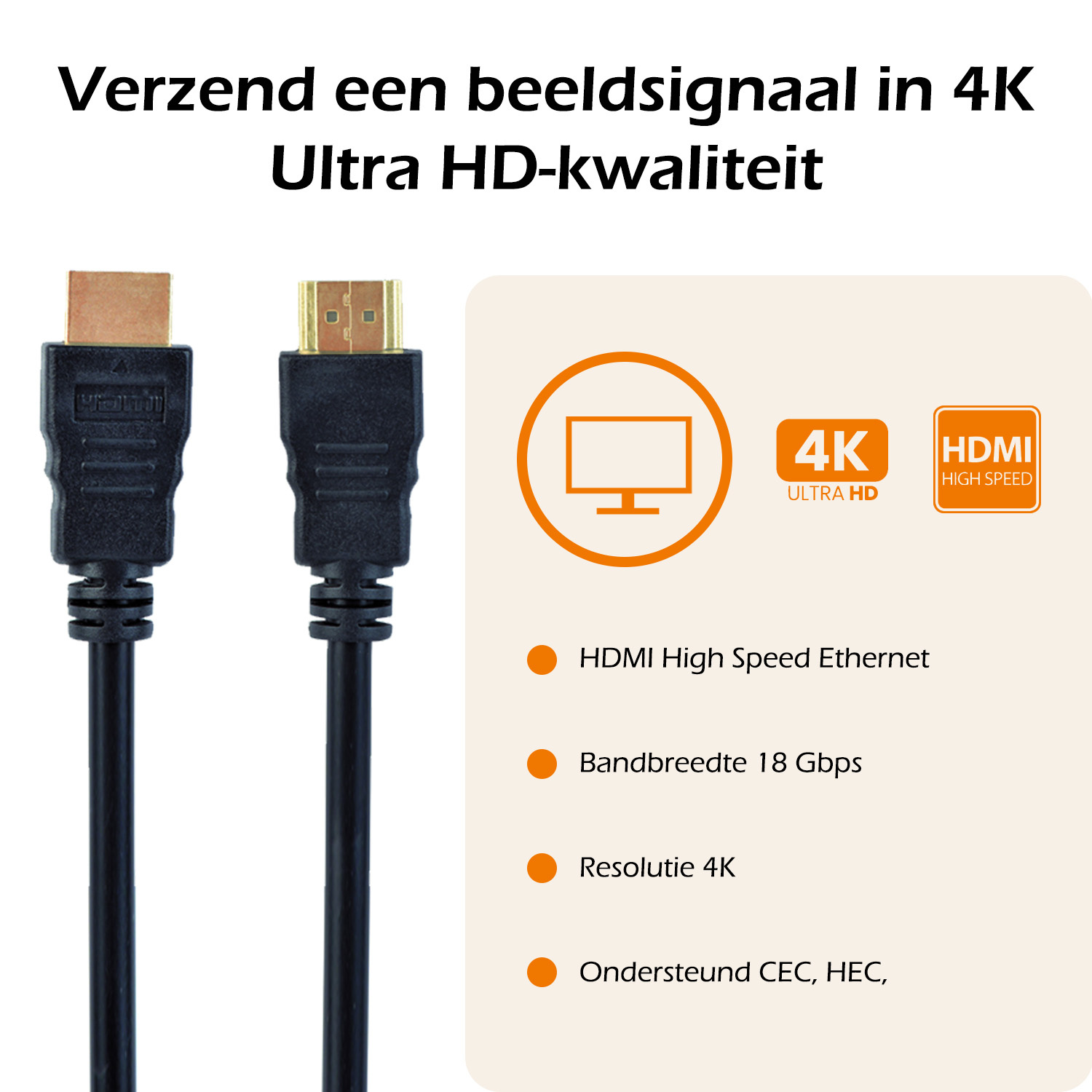 Nomfy HDMI naar HDMI Kabel 1 Meter - HDMI Kabel 4K Resolutie 1080p HD Kwaliteit HDMI-kabels - Zwart