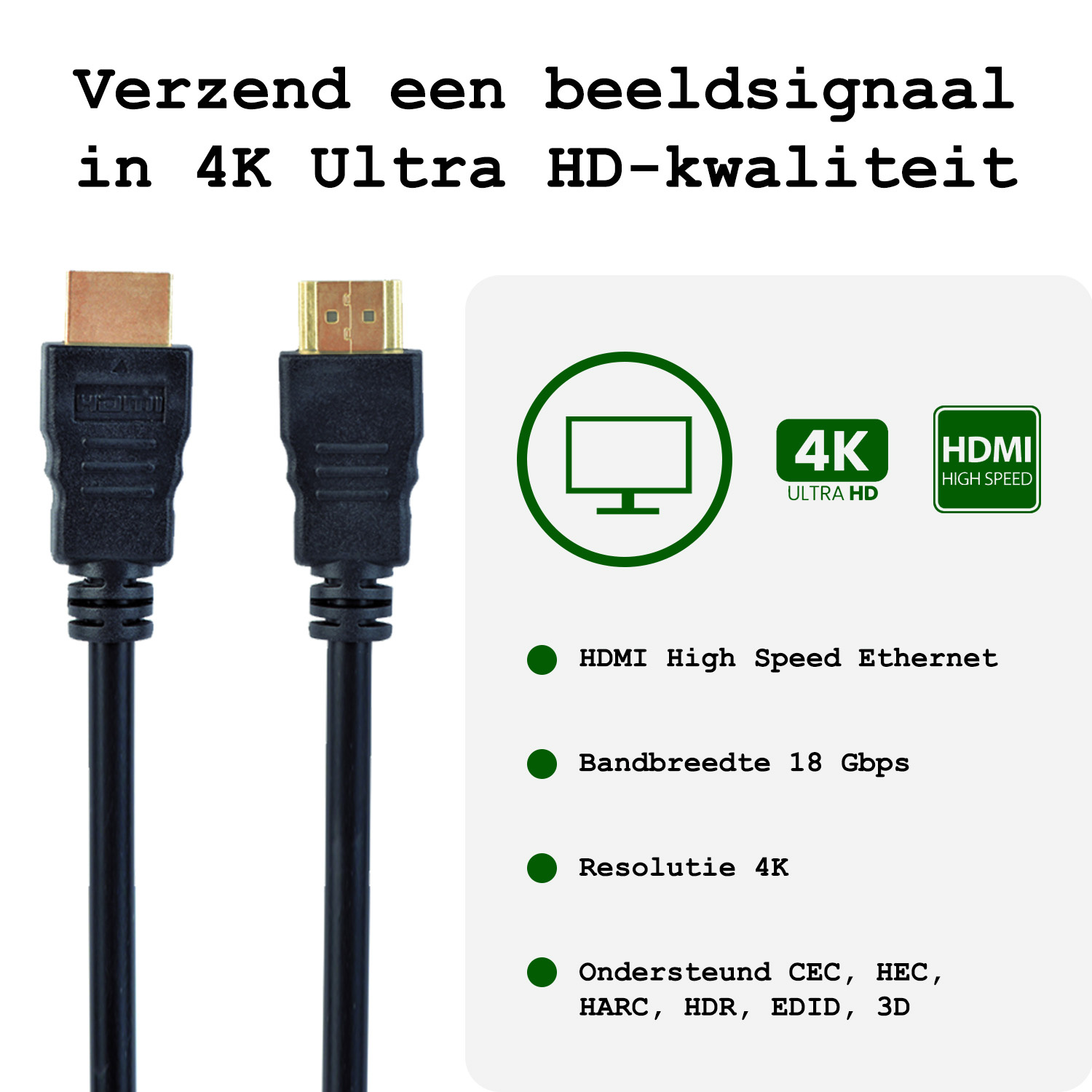 BASEY. HDMI naar HDMI Kabel 1 Meter HDMI-kabels - HDMI Kabel 4K Resolutie 1080p HD Kwaliteit - Zwart